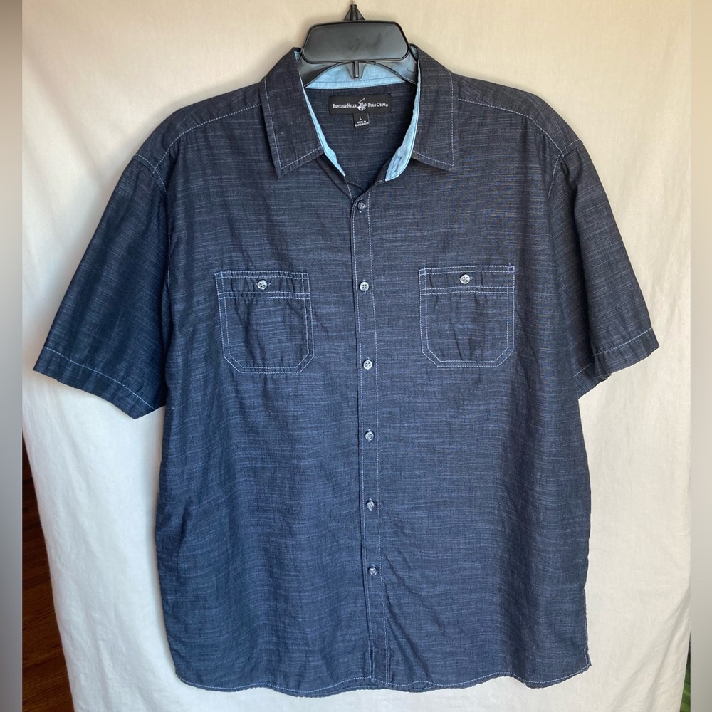 Beverly Hills Polo Club navy short sleeve button up size large